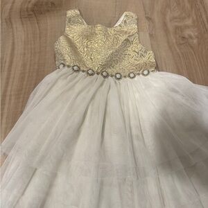 American Princess Gold and White Formal Dress